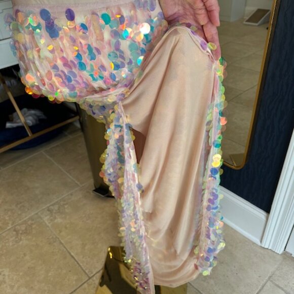 MISSGUIDED Y2K Futuristic Sequin Side Slit Maxi Skirt - Picture 4 of 5